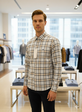 CALVIN KLEIN CLASSIC Neutral Plaid CHECKS SHIRT